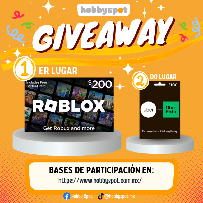 Giveaway de Hobby Spot premios giftcard Roblox y Uber